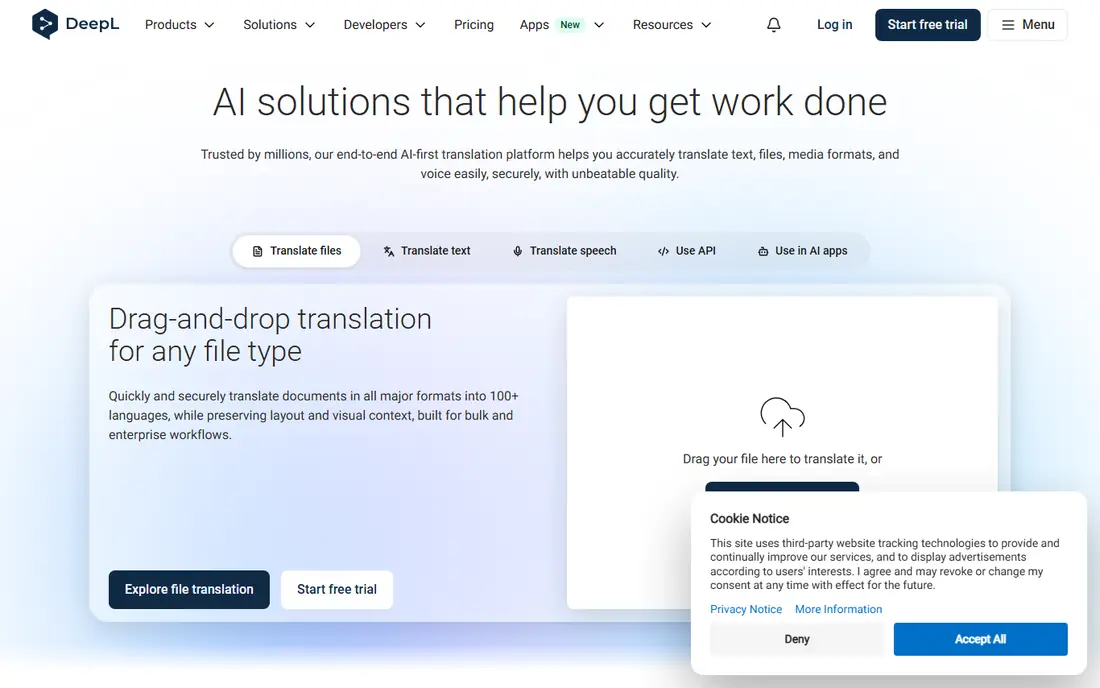 DeepL homepage
