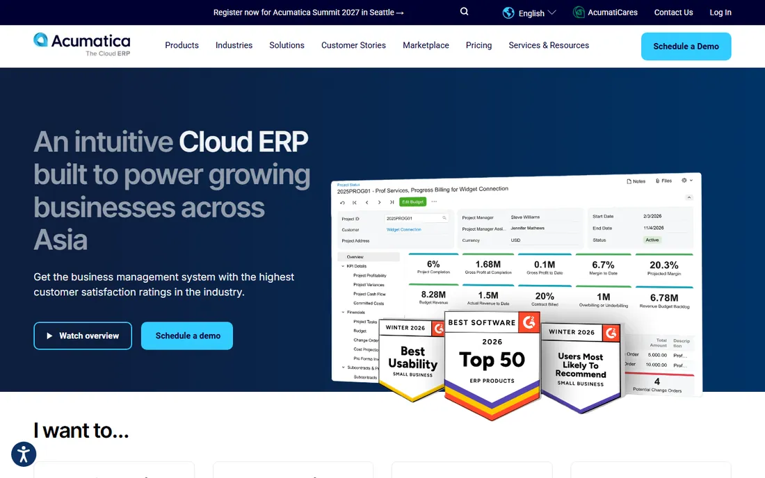 Acumatica homepage