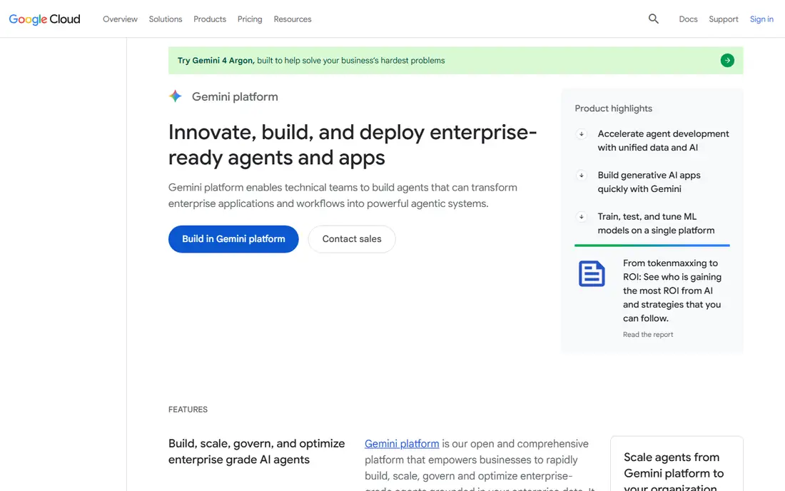 Google Cloud Vertex AI homepage
