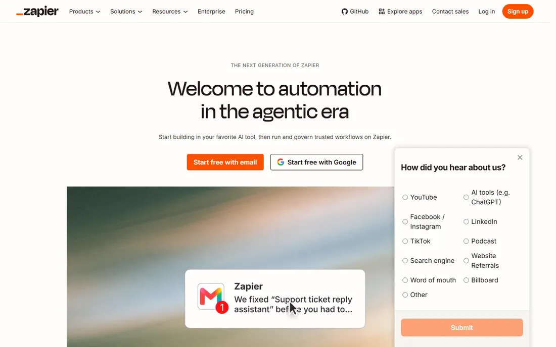 Zapier homepage