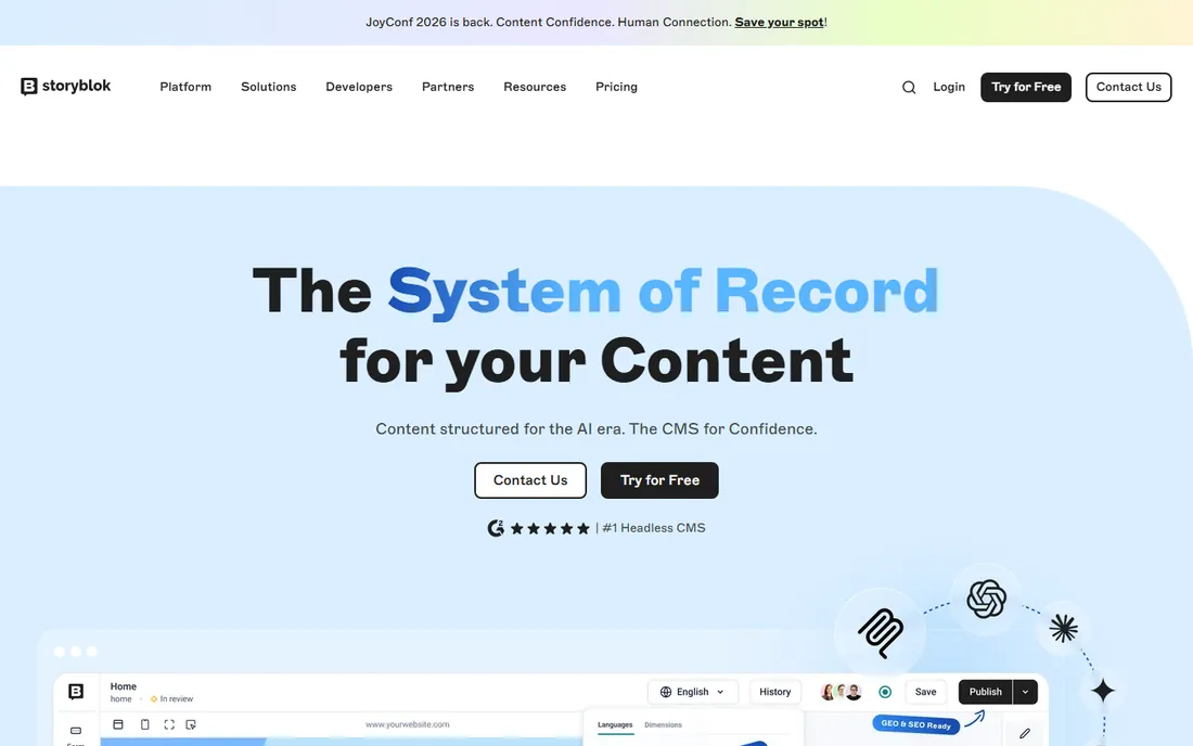 Storyblok homepage