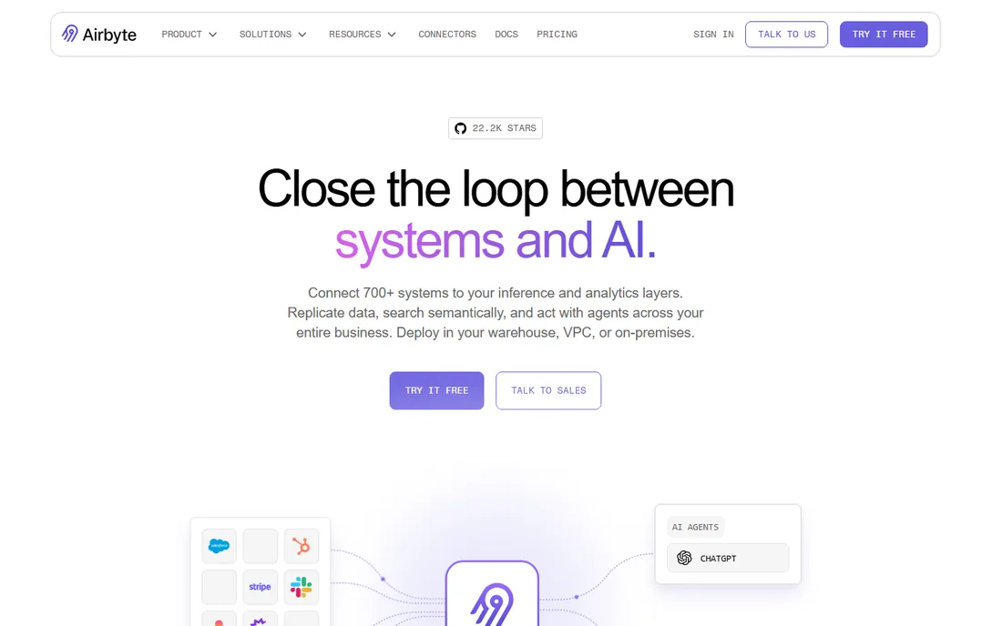 Airbyte homepage