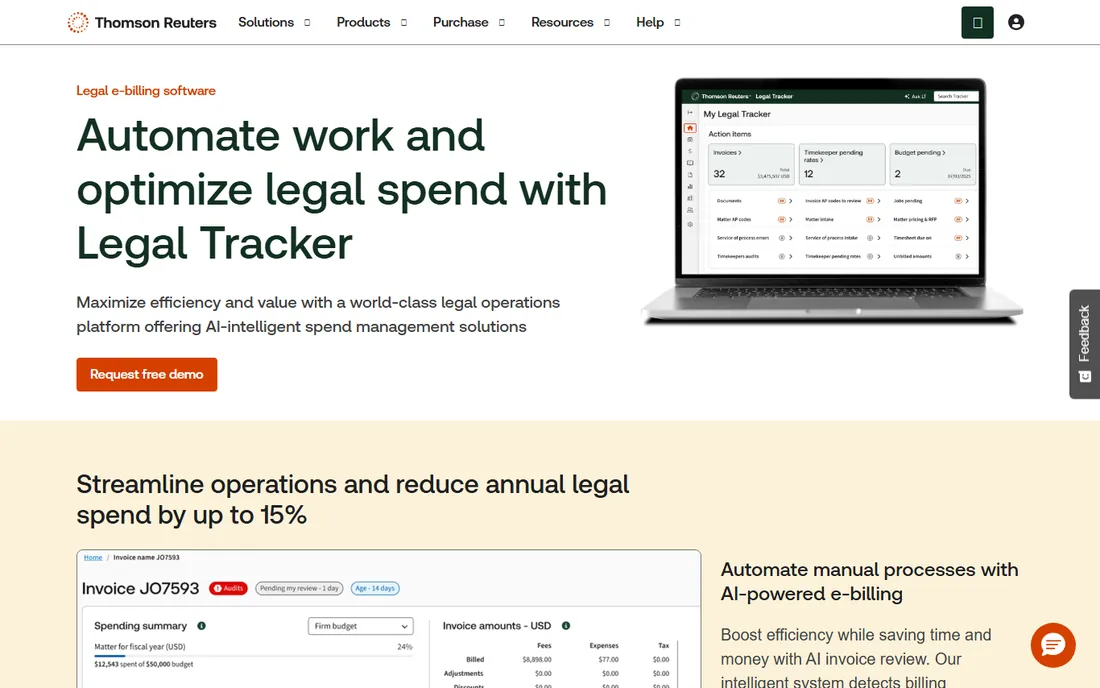 Thomson Reuters Legal Tracker homepage