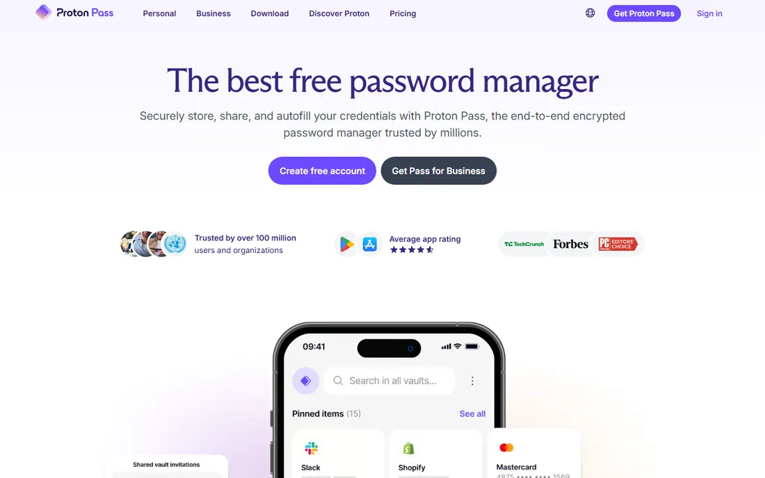 Proton Pass homepage
