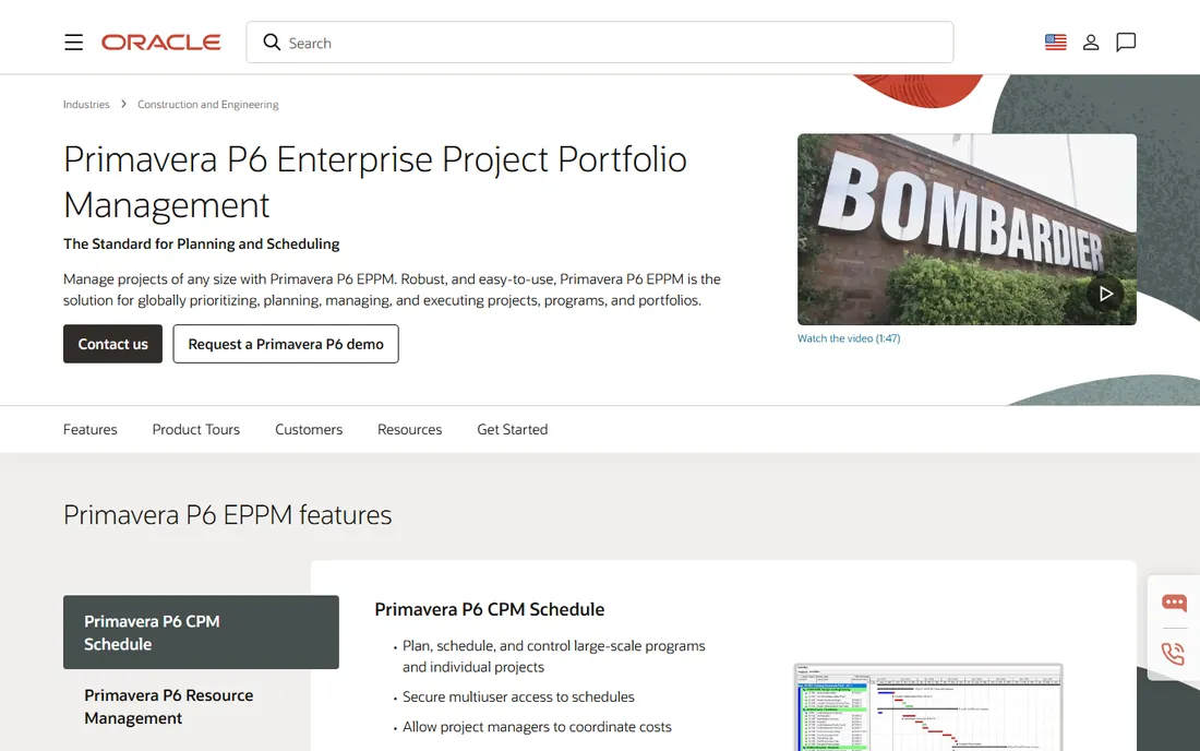 Oracle Primavera P6 homepage