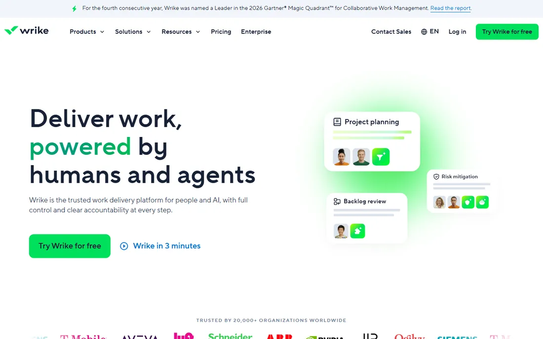 Wrike homepage