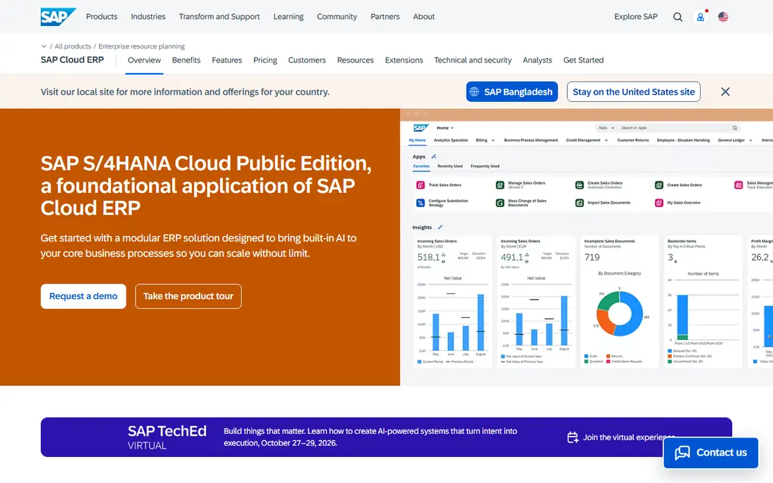 SAP S/4HANA homepage