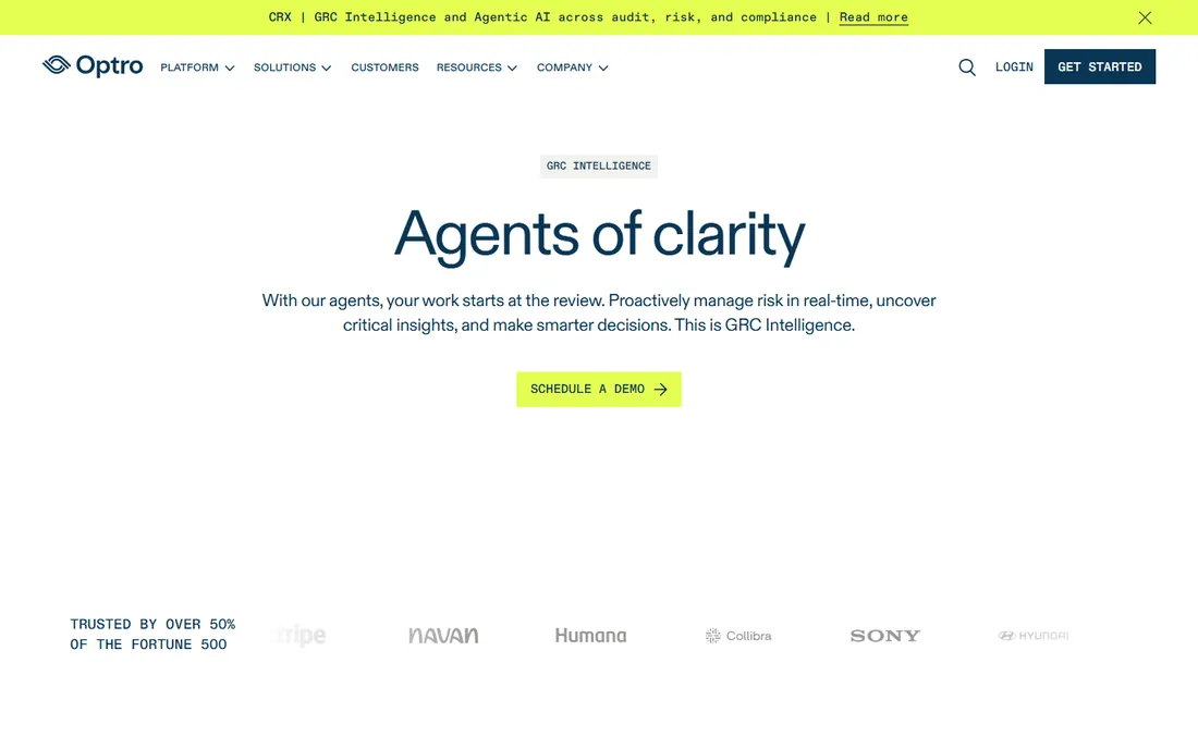Optro (formerly AuditBoard) homepage