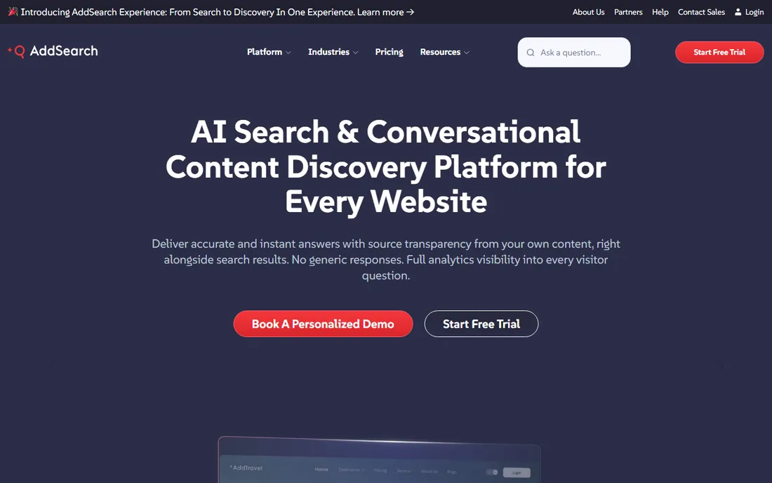 AddSearch homepage