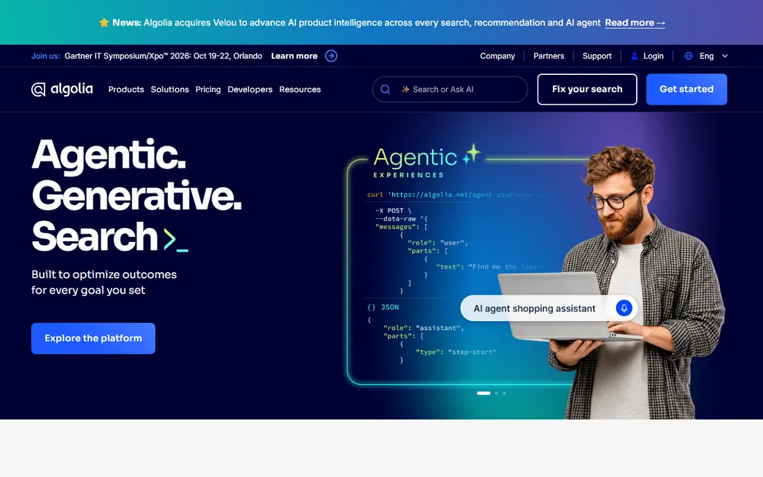 Algolia homepage