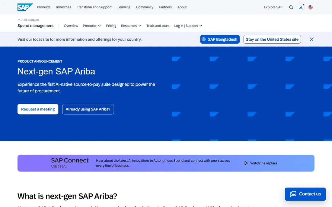 SAP Ariba homepage