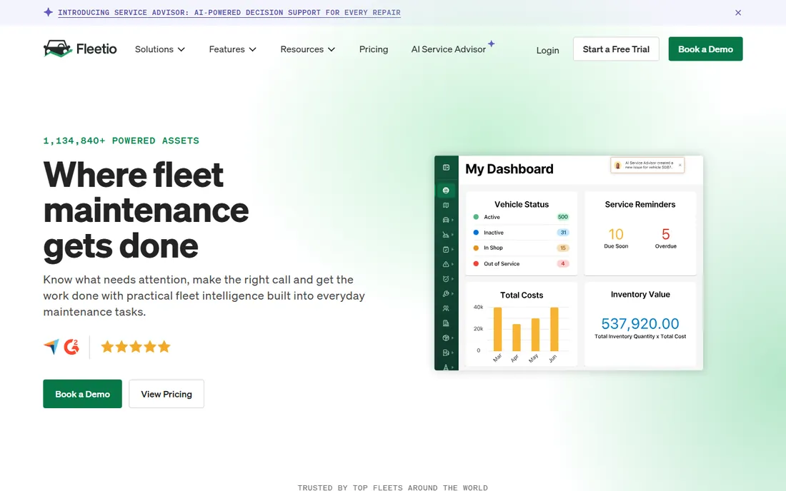 Fleetio homepage