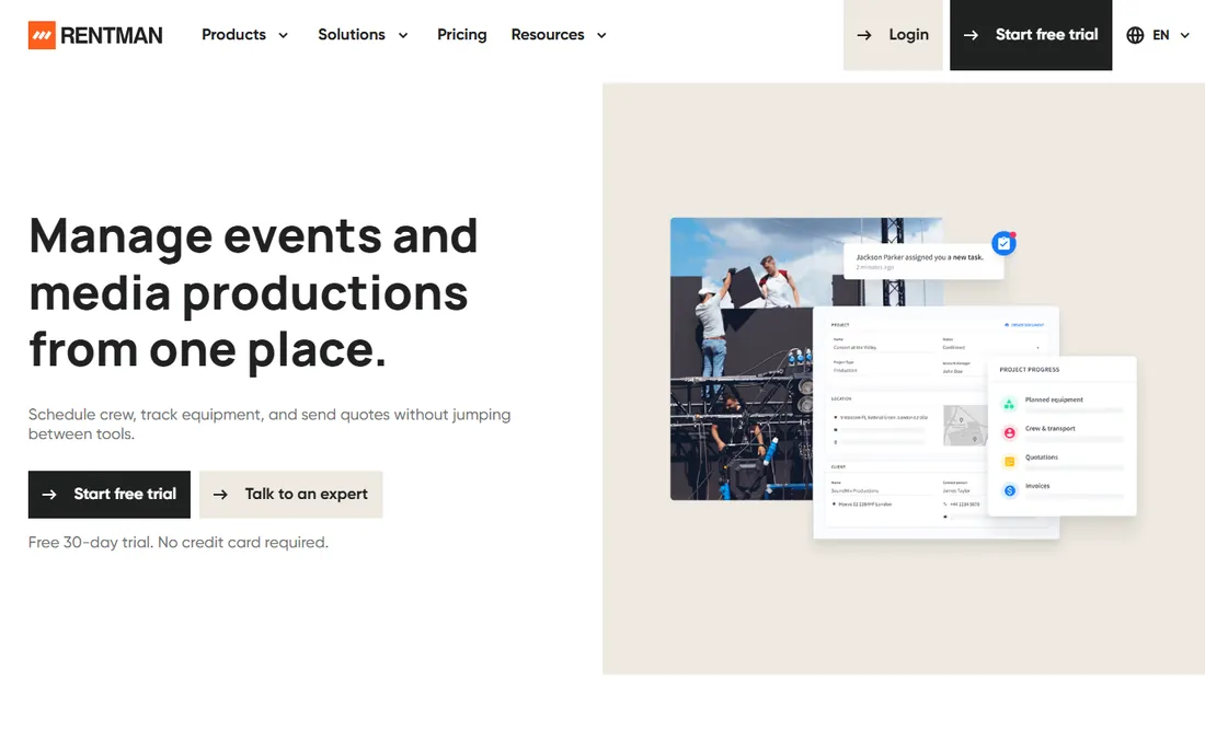 Rentman homepage