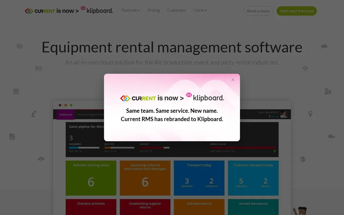 Current RMS homepage