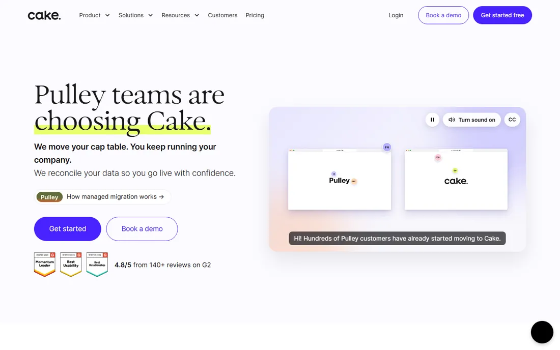 Cake Equity homepage