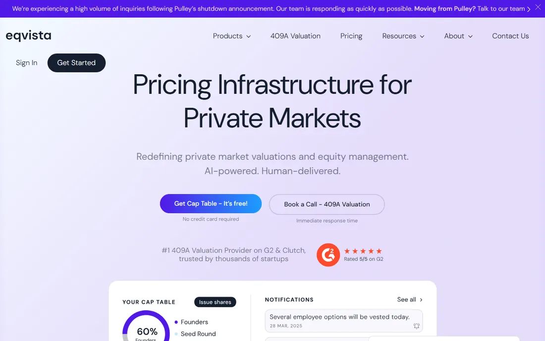 Eqvista homepage