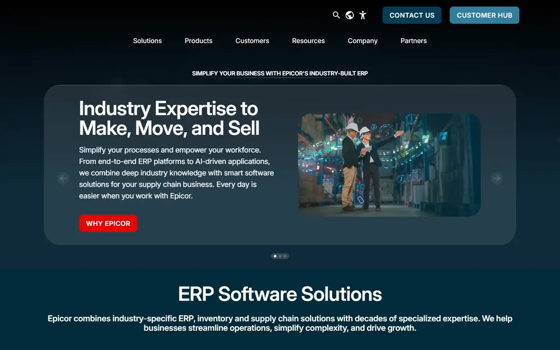 Epicor Prophet 21 homepage