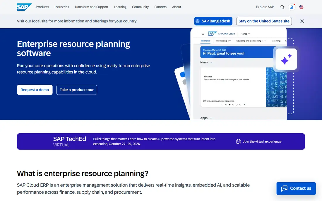 SAP homepage
