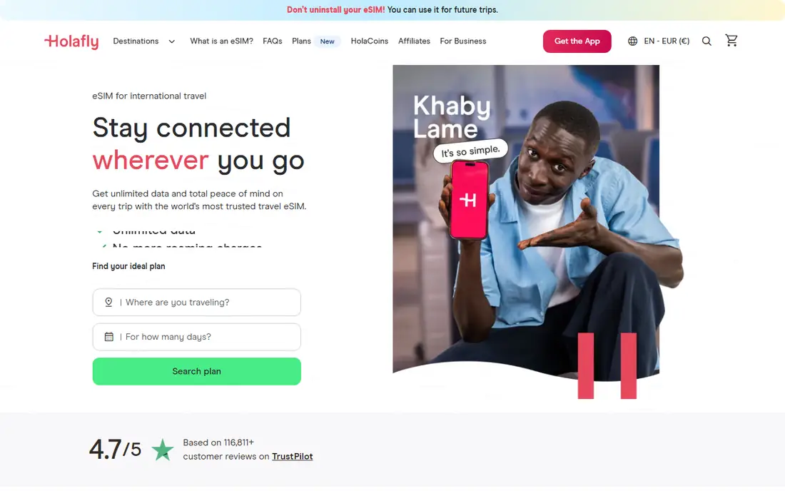 Holafly homepage