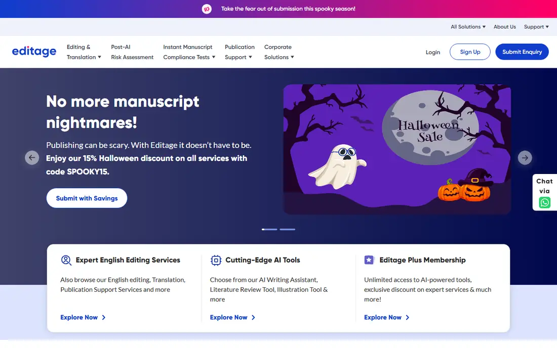 Editage homepage