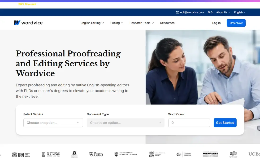 Wordvice homepage