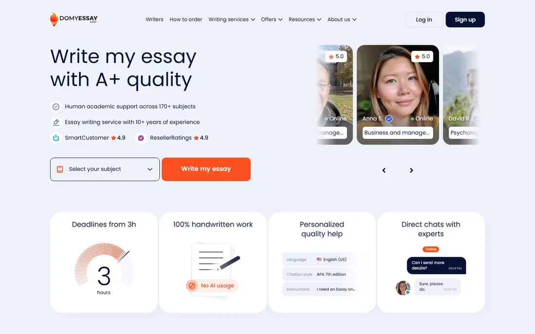 DoMyEssay homepage
