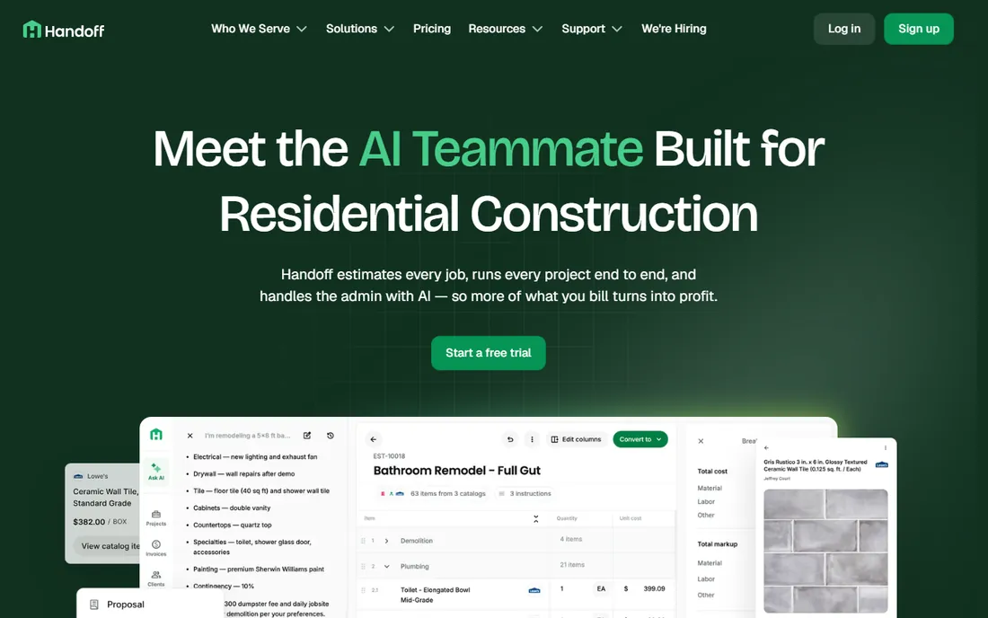 Handoff homepage