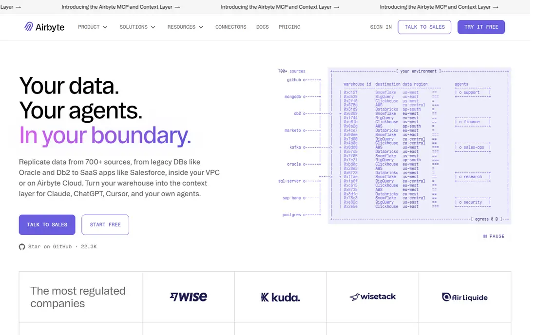Airbyte homepage