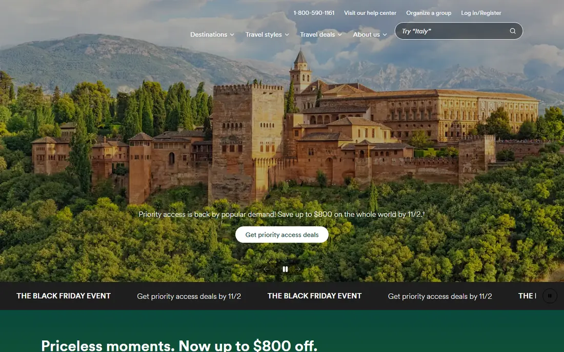 EF Go Ahead Tours homepage