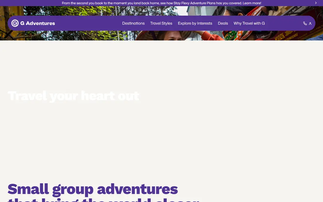 G Adventures homepage