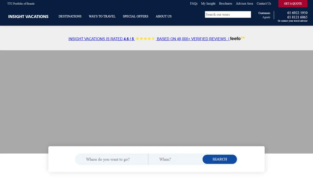 Insight Vacations homepage