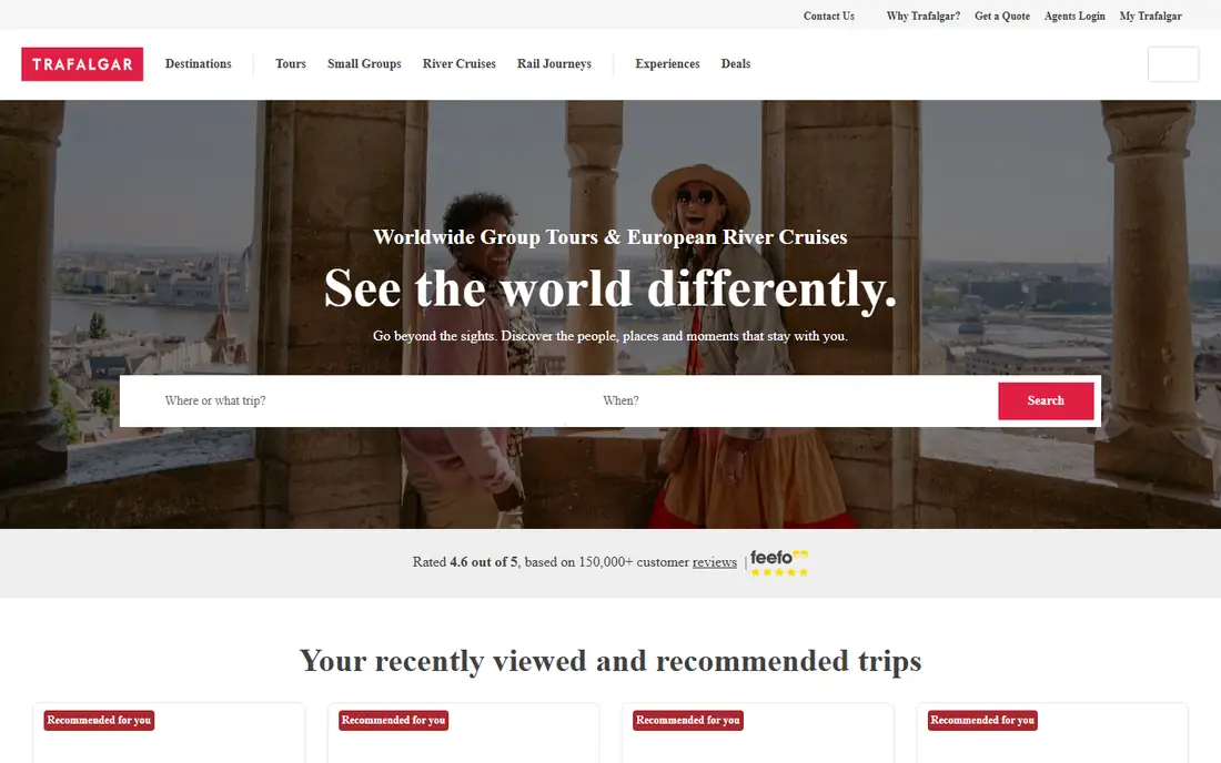 Trafalgar homepage