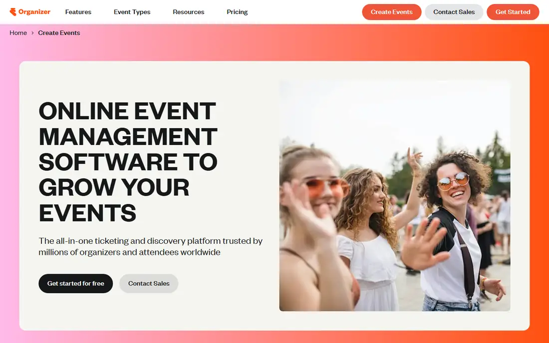 Eventbrite Organizer homepage
