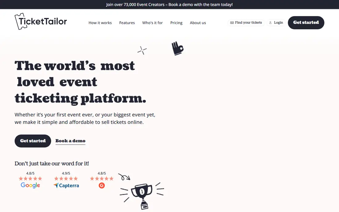 Ticket Tailor homepage