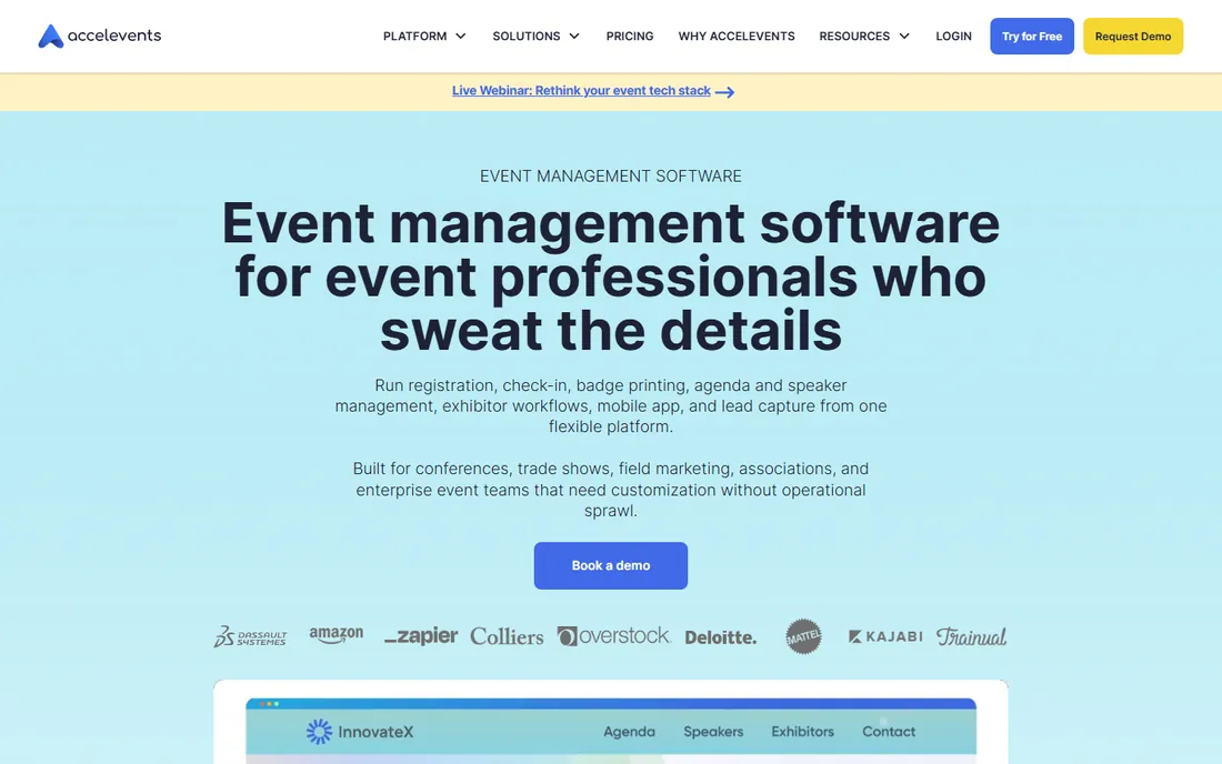 Accelevents homepage