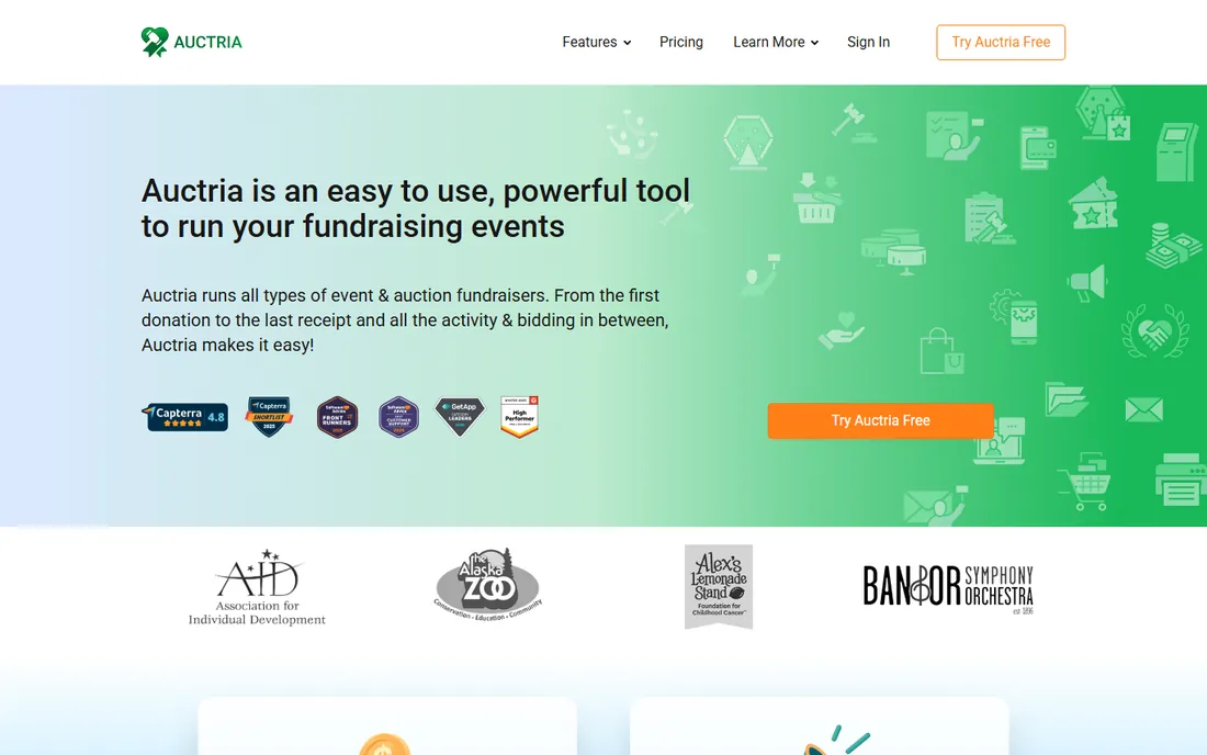 Auctria homepage