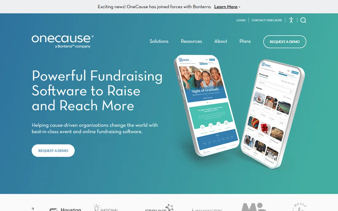 OneCause homepage
