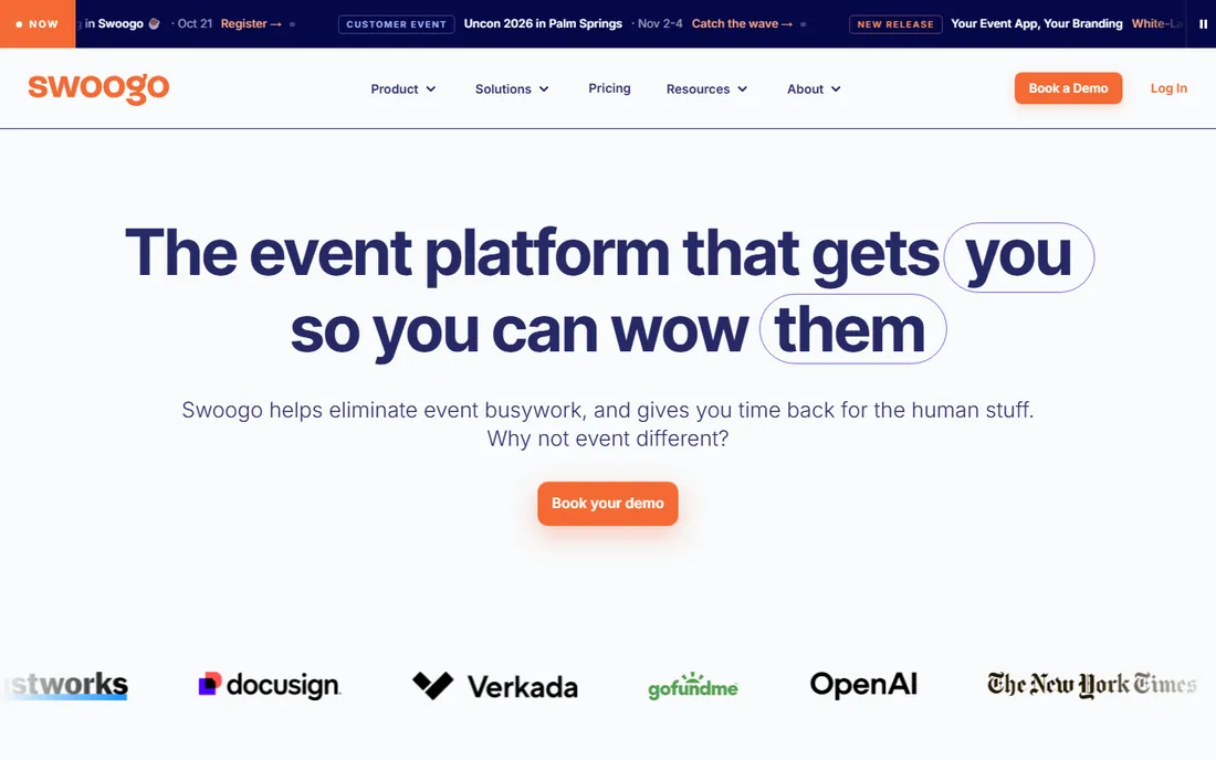 Swoogo homepage