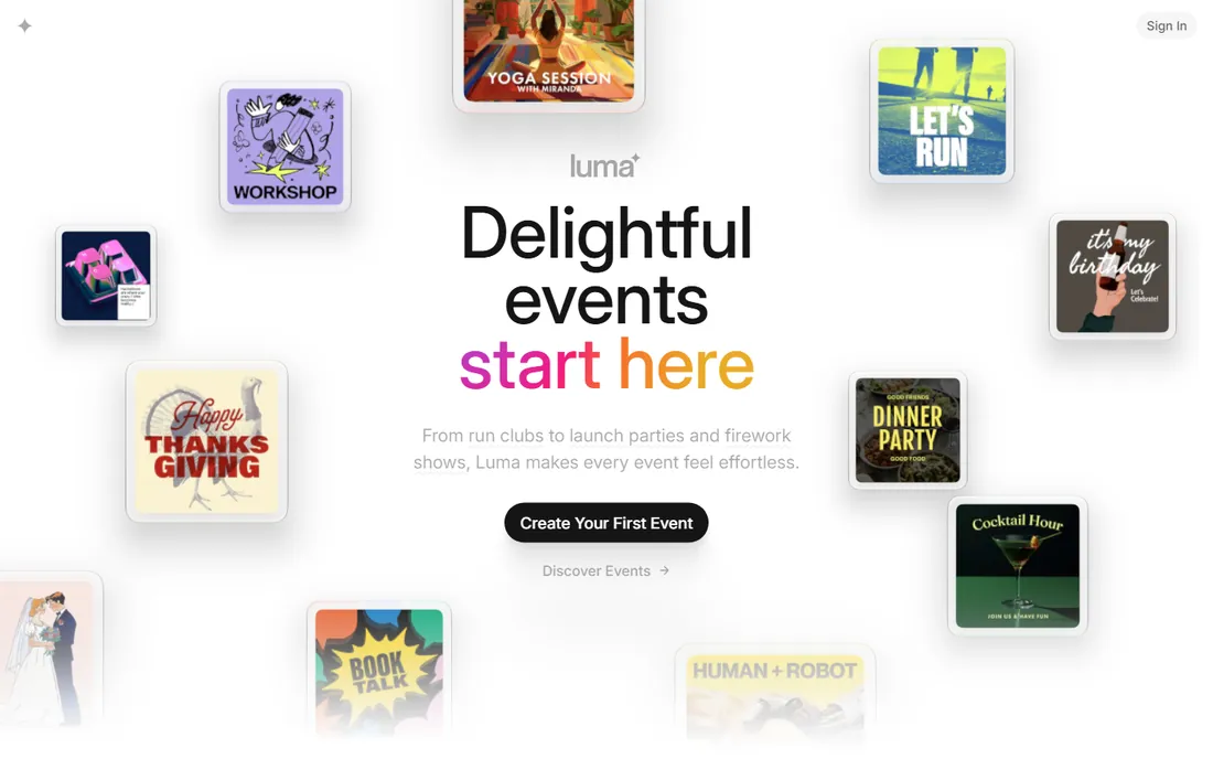 Luma homepage
