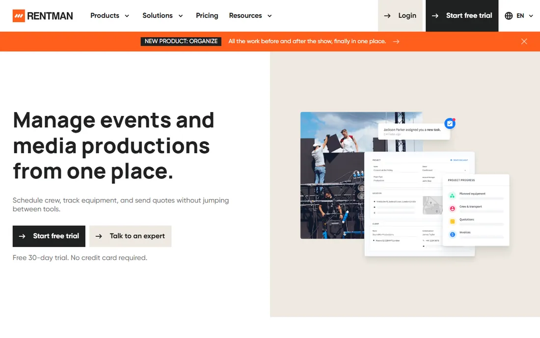 Rentman homepage