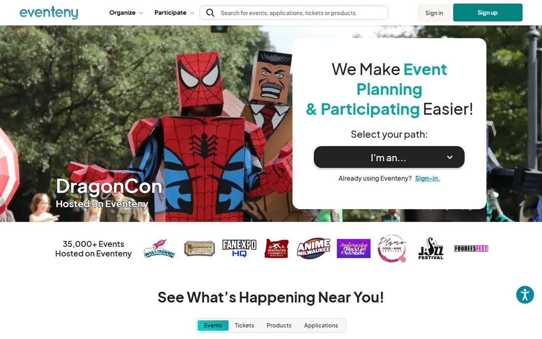 Eventeny homepage