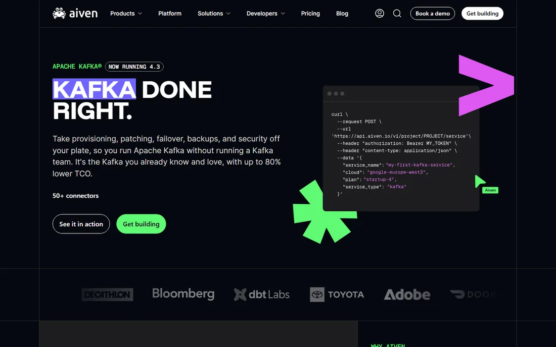 Aiven for Apache Kafka homepage