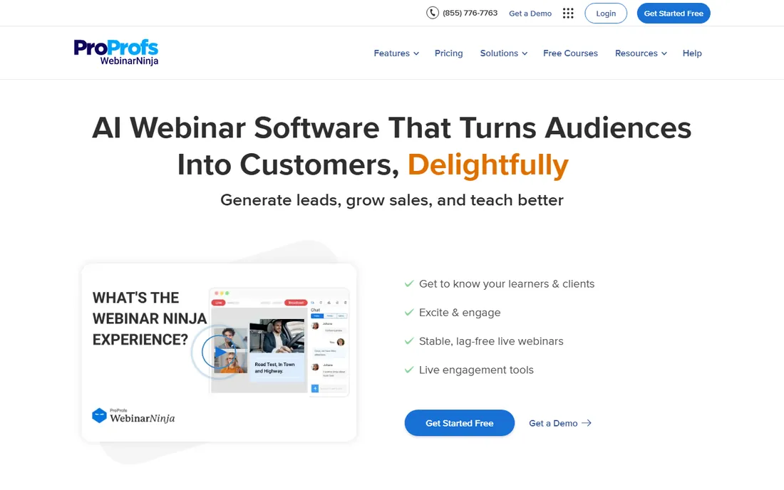 WebinarNinja homepage