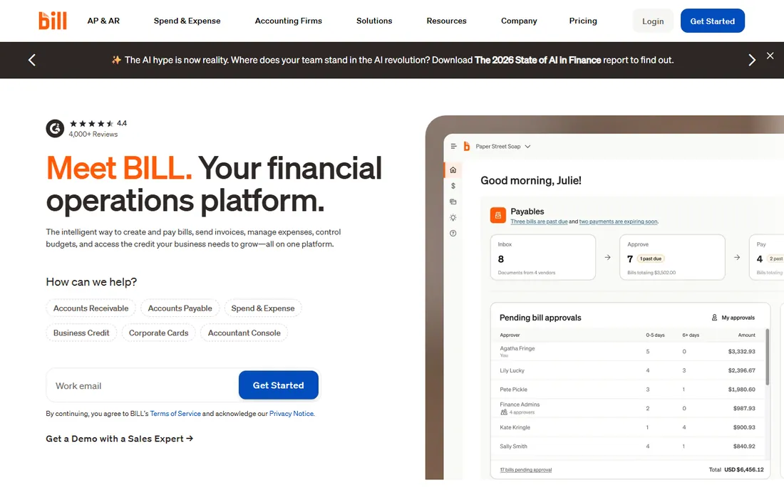 BILL Spend & Expense homepage