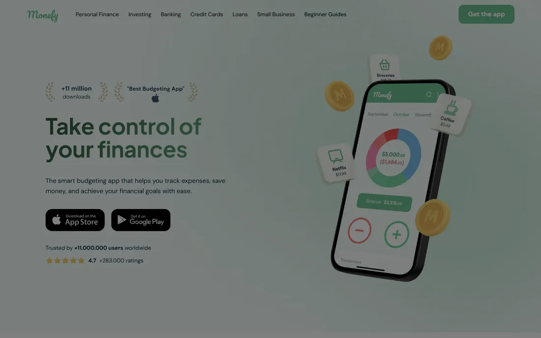 Monefy homepage