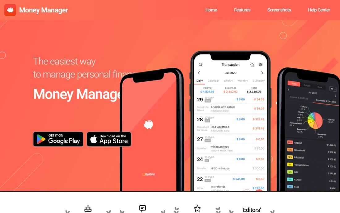 Money Manager homepage
