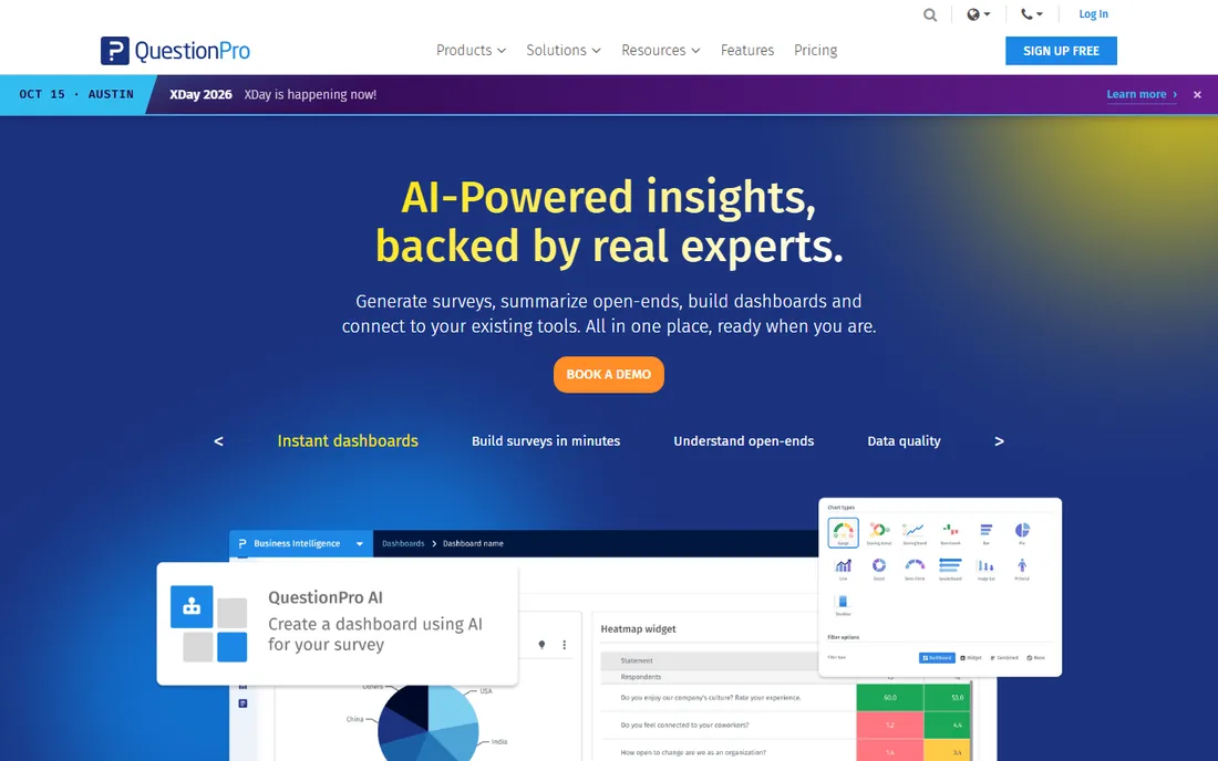 QuestionPro homepage