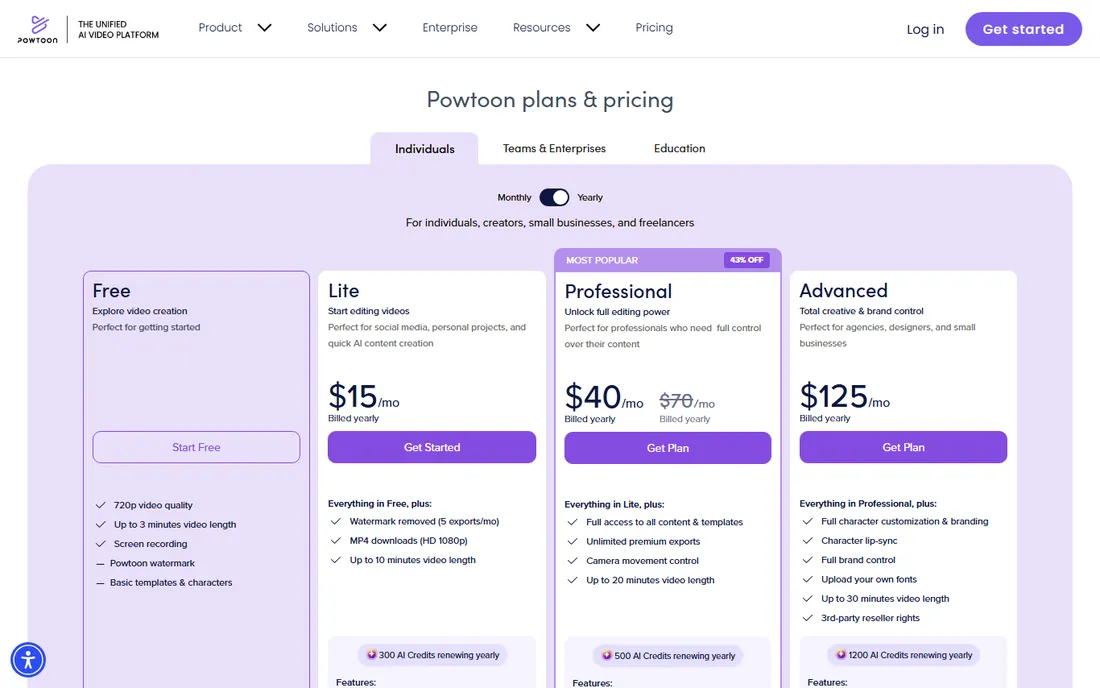 Powtoon homepage