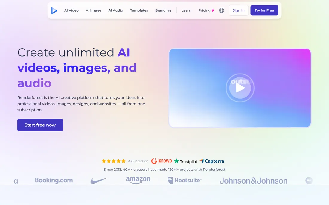 Renderforest homepage