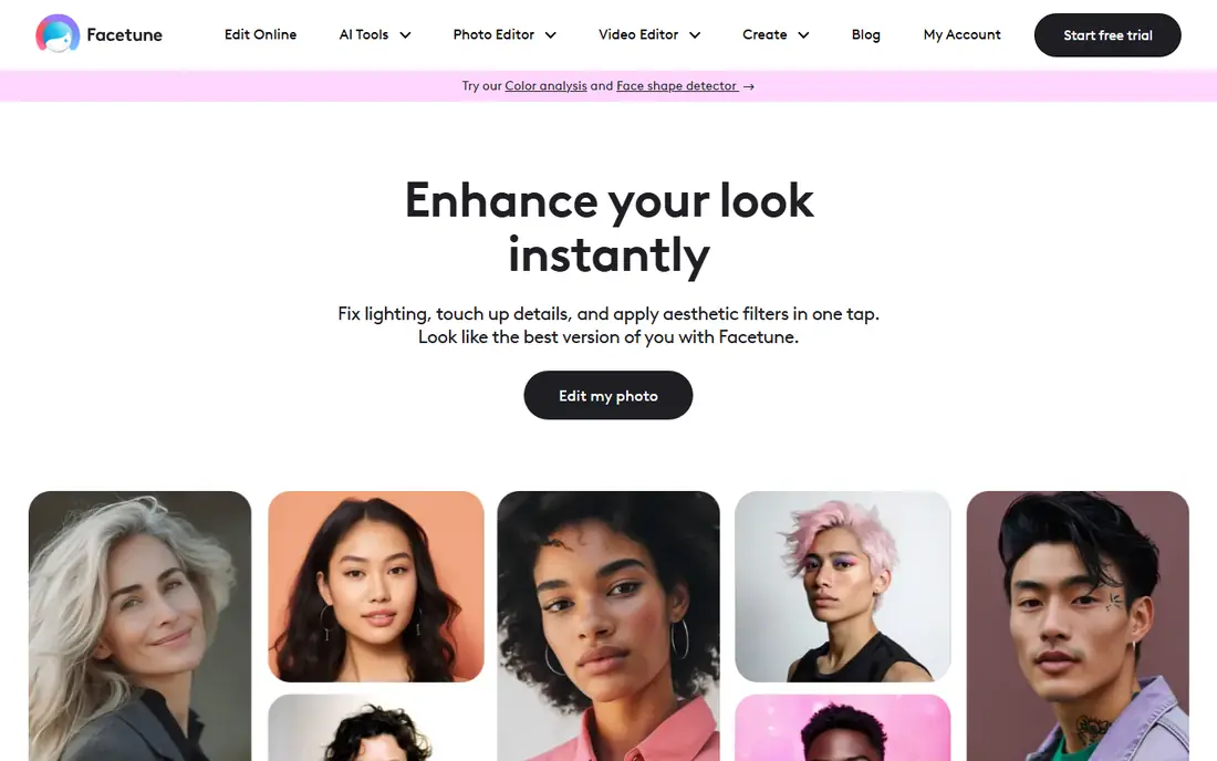 Facetune homepage